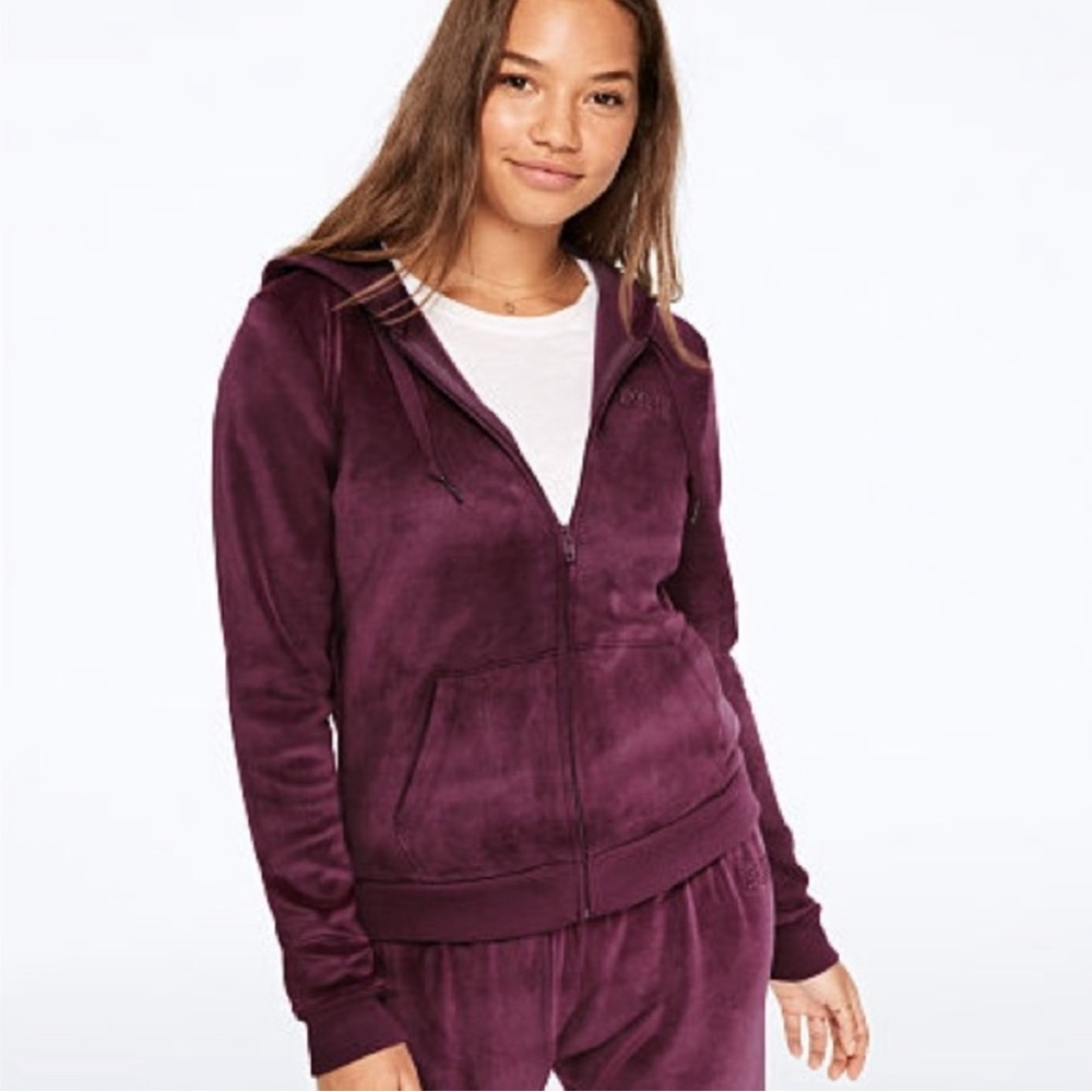 PINK Victoria’s Secret | Velour Perfect Full - Zip Jacket Luscious Plum